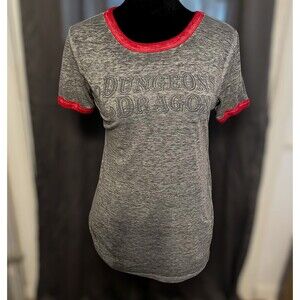 Dungeons & Dragons Graphic Ringer Tee Gray  Red Trim Retro Style